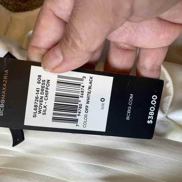 New Bcbgmaxazria Womens Fairy White Black Silk Chiffon Maxi Dress Empire Waist 0 - Picture 6 of 12